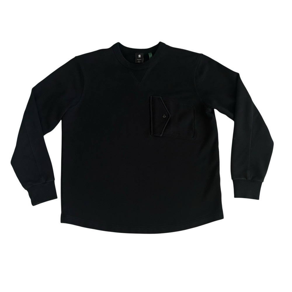 G-Star Men's Chest‎ R Pocket Sweater Pullover Black Straight Crew Neck Large